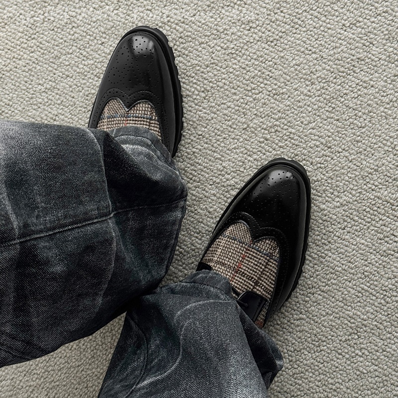 Mens Tweed Plaid Wingtip Brogu - Men'S Shoes Smart recension och pris